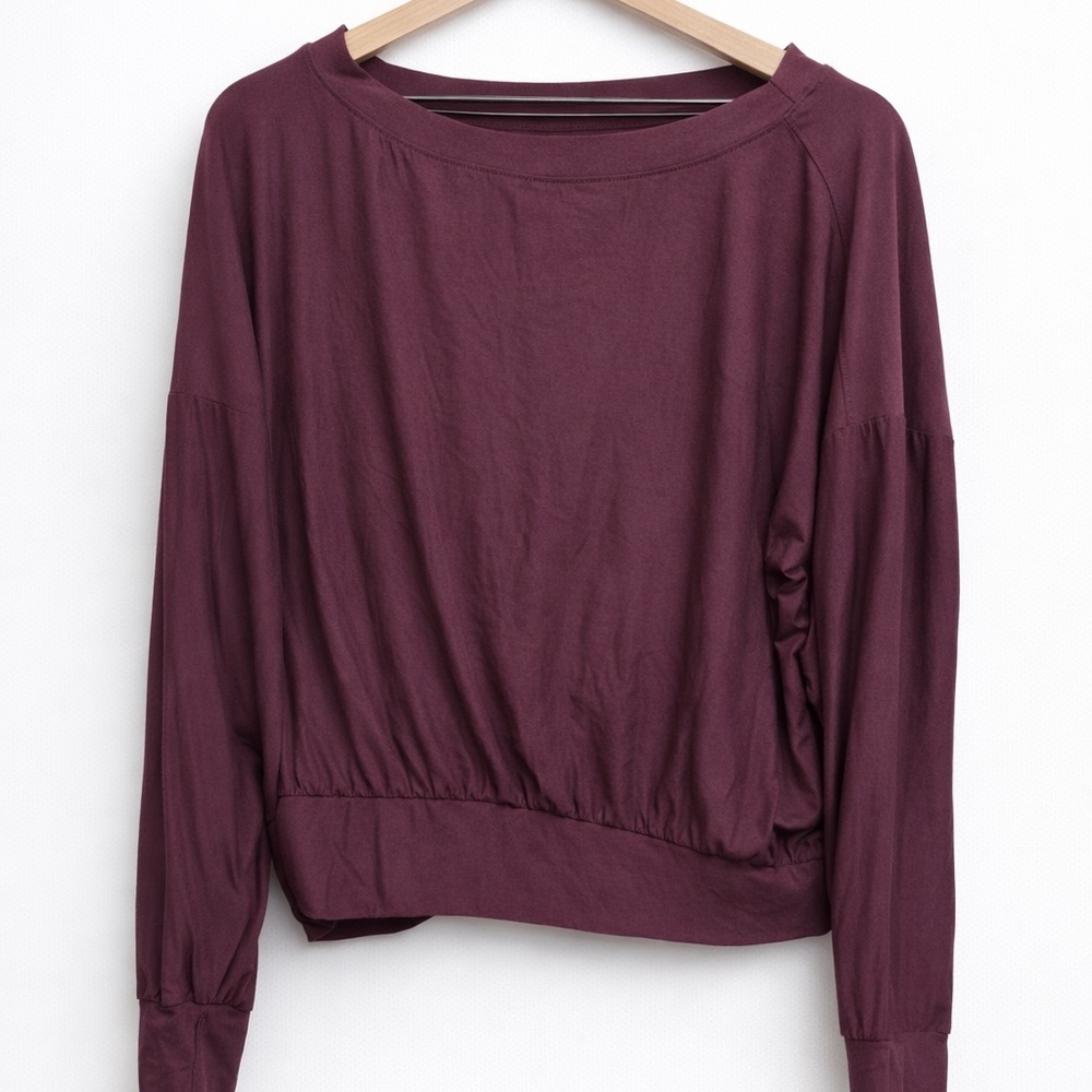 Old Navy Active CloudMotion Burgundy Top XXL | Soft Lounge Cropped Pullover